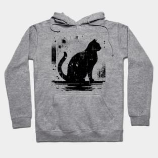 Classic Kitten Stress Awareness Silhouette Art Cat Hoodie